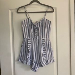Blue stripped cutout romper